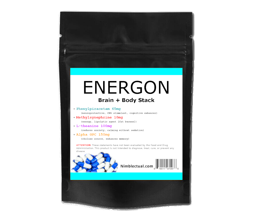 ENERGON (20 Capsules) - Brain Body Stack | Cognitive Energy + Nootropic PED