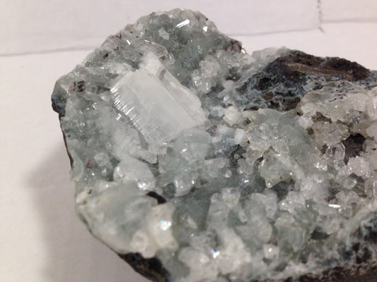 Natural Apophyllite Cluster on BLUE-GREY Calcedony LARGE Crystal Mineral Specimen