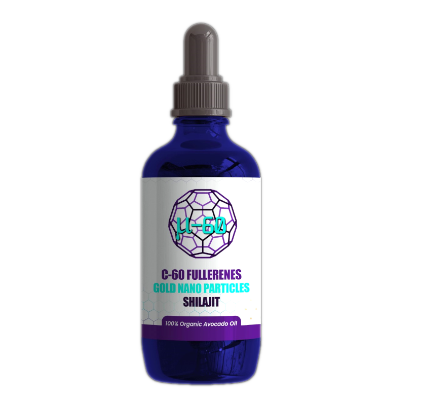 C60 Fullerene Solution - 120ml Carbon 60, Gold Nanoparticles, Shilajit in Organic Avocado Oil