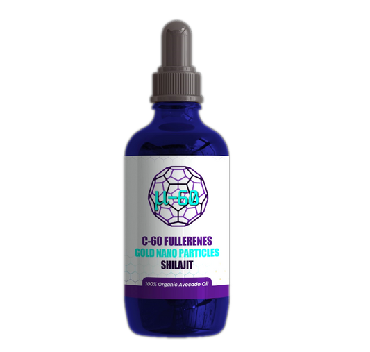 C60 Fullerene Solution - 120ml Carbon 60, Gold Nanoparticles, Shilajit in Organic Avocado Oil